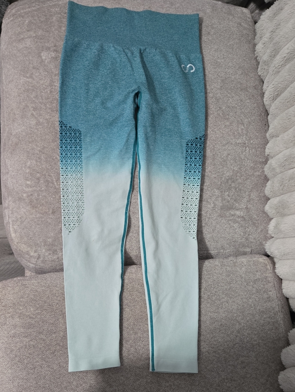 Seamless Ombre Teal-to-Mint Active Leggings